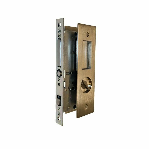 Narrow Modern Rectangular Privacy Pocket Door Mortise Lock for 1-3/8 in Door Satin Nickel Finish, Emtek, Mfr#: 2155US15138